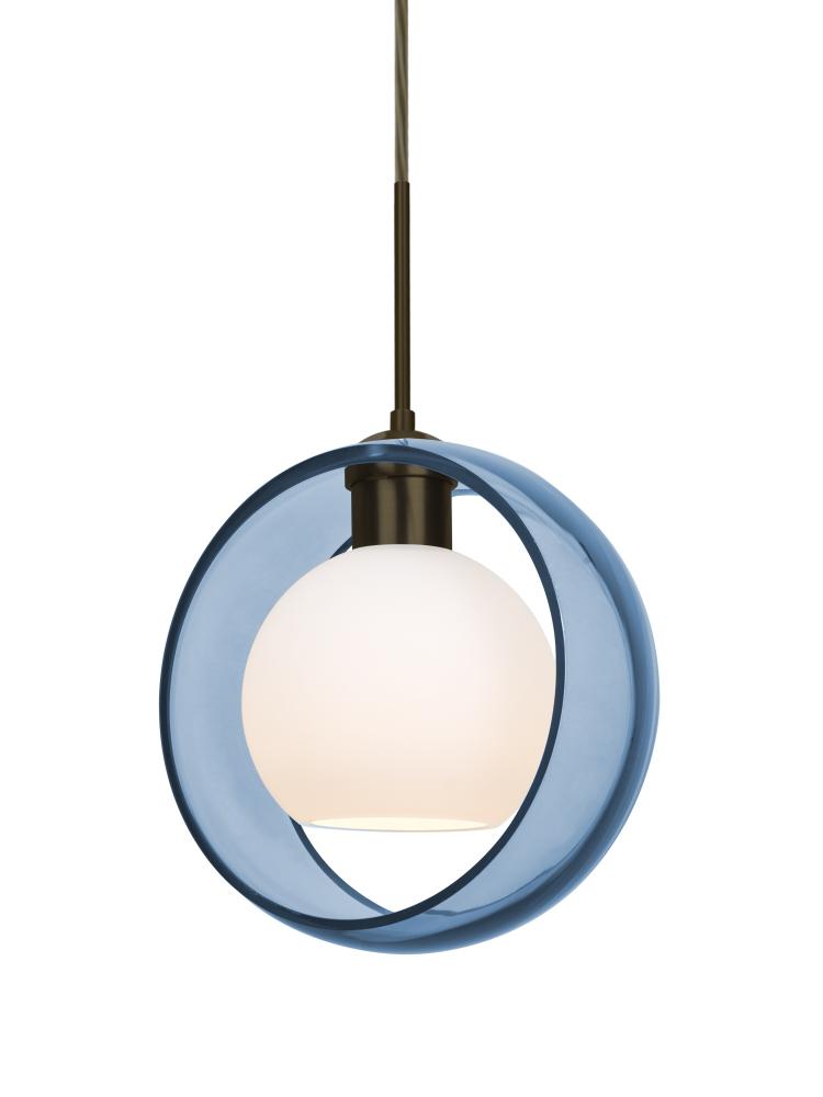 Besa Mana Pendant, Blue/Opal, Bronze Finish, 1x60W Medium Base