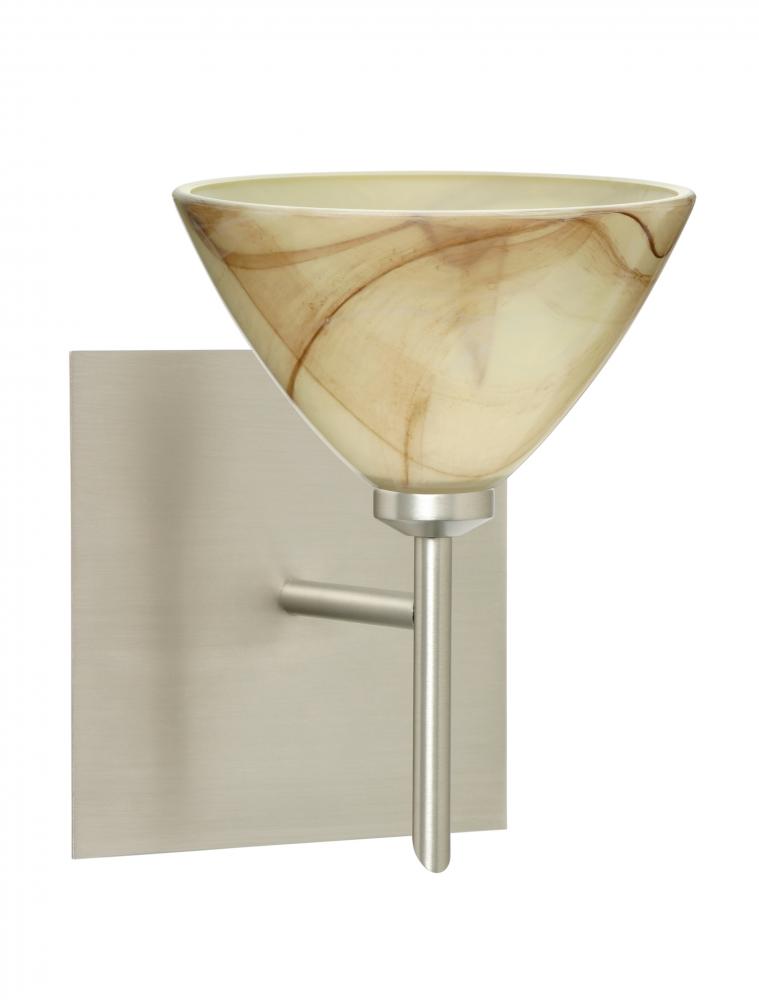 Besa Wall With SQ Canopy Domi Satin Nickel Mocha 1x5W LED