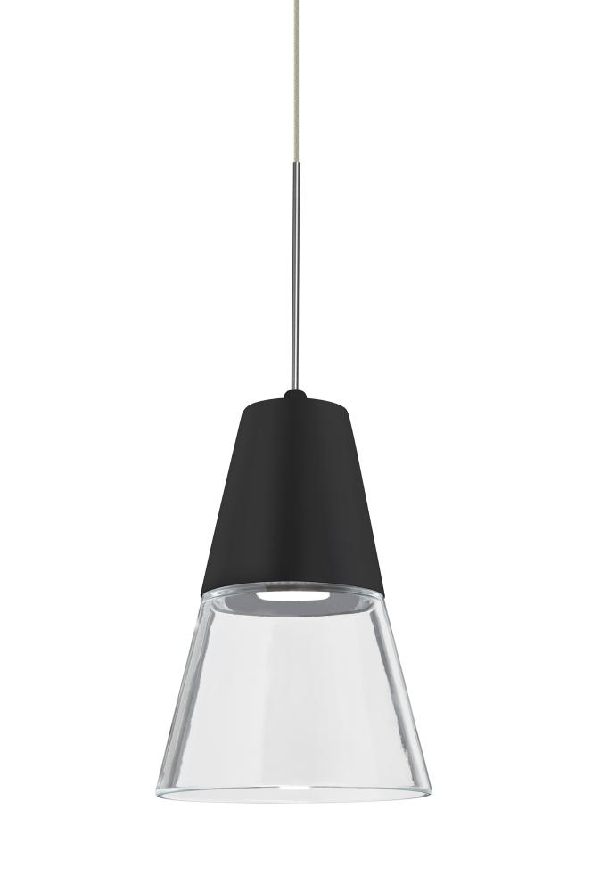 Besa, Timo 6 Cord Pendant For Multiport Canopies,Clear/Black, Satin Nickel Finish, 1x