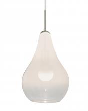 Besa Lighting 1JT-LEONWC-LED-SN - Besa, Leon Cord Pendant, Milky White/Clear, Satin Nickel Finish, 1x9W LED