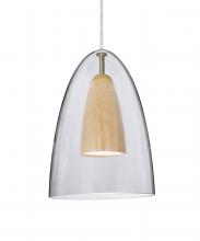 Besa Lighting J-DANOCLNA-LED-SN - Besa, Dano Cord Pendant For Multiport Canopy, Clear/Natural, Satin Nickel Finish, 1x9