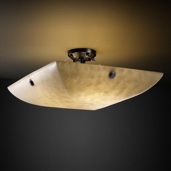 18&#34; Semi-Flush Bowl w/ Large Square w/ Point Finials