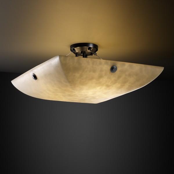 24&#34; Semi-Flush Bowl w/ Concentric Circles Finials