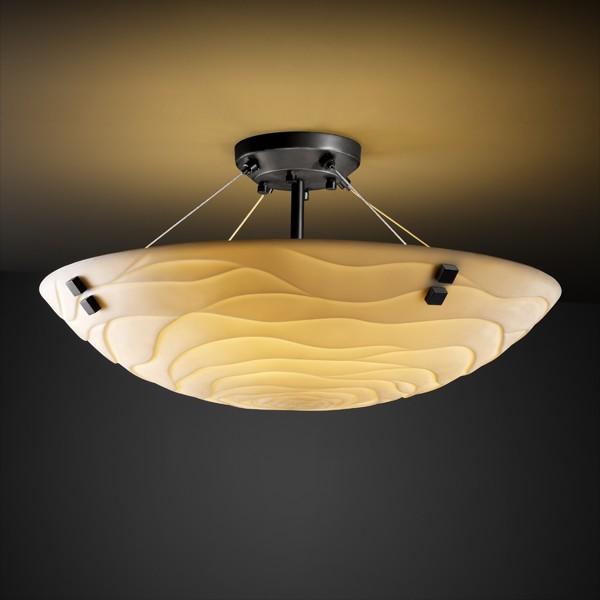 18&#34; Semi-Flush Bowl w/ CONCENTRIC SQUARES FINIALS