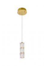 Elegant 3500D1G - Polaris LED Light Gold Pendant Clear Royal Cut Crystal