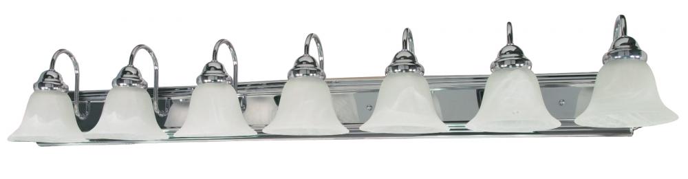 Ballerina - 7 Light 48&#34; Vanity with Alabaster Glass - Polished Chrome Finish