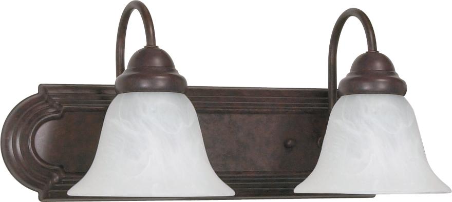 Ballerina - 2 Light 18&#34; Vanity w/ Alabaster Glass Bell Shades - Old Bronze