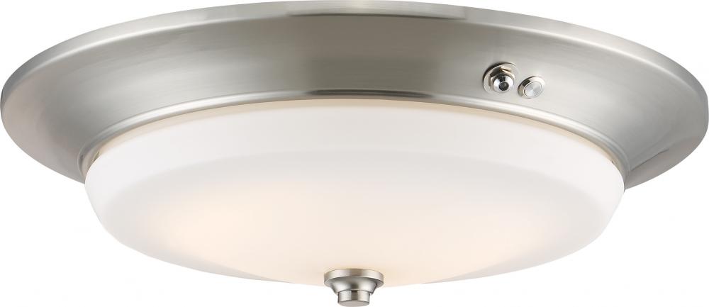 LED 20W - Flush with Frosted Glass - Brushed Nickel Finish- 120-277V - 120-277V